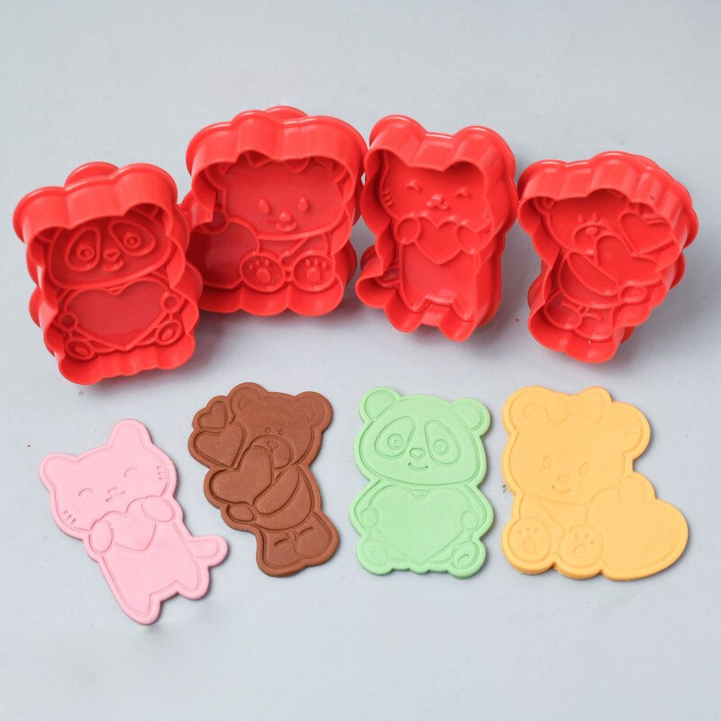 4 Stuks Liefde Rose Cookie Stempel Biscuit Mold Plunger Mold Cookie Cutter Fondant Decoratie Gereedschap Sugarcraft Mold Voor Valentijnsdag dag