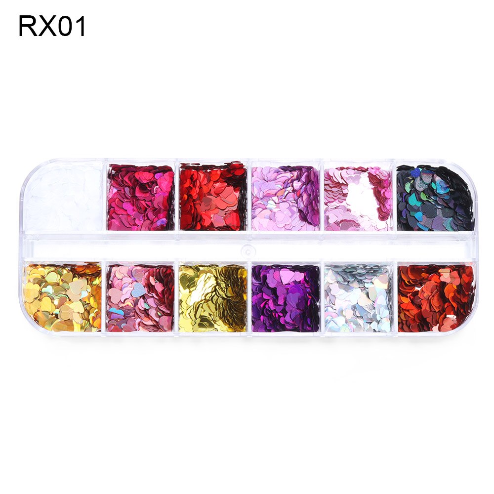 12 Desigs/Box Nail Fruit Plakjes Vlinder Decoratie Decal Paillette Zachte Polymer Klei Tips Cartoon Zomer Pailletten Nail Art acce: RX01