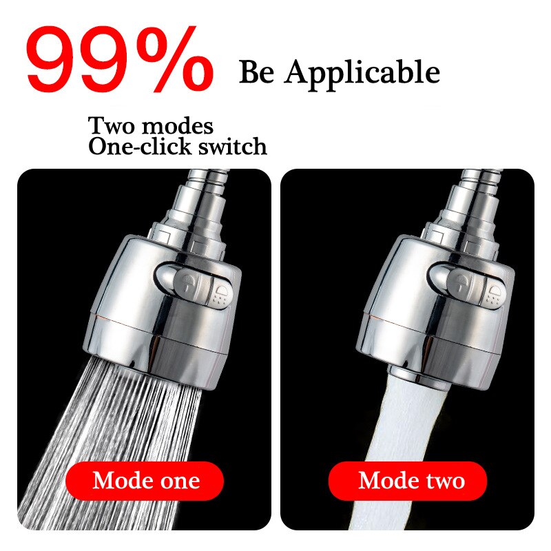 Aireador de grifo de cocina, difusor de filtro de agua ajustable de 2/3 grados, boquilla de ahorro de agua, conector alargado, 360 modos