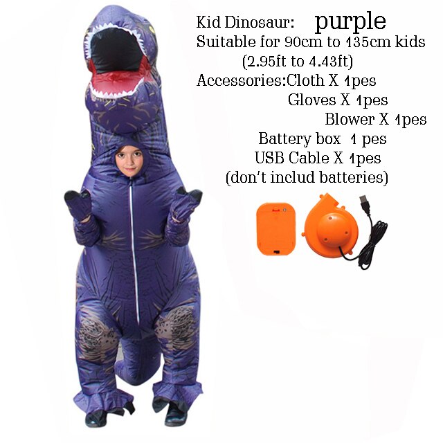 T-rex dinosaure oppustelige kostume maskot kostume deguisement halloween pour animaux cosplay dinosaure: Børne størrelse 10