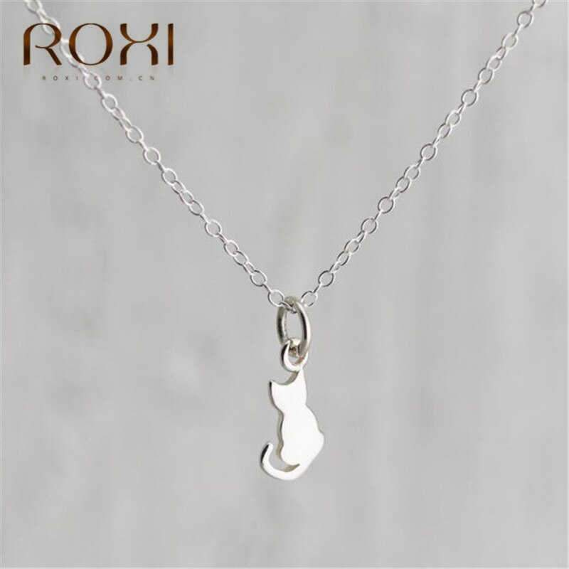 ROXI 100% 925 Collana in Argento Donne carino gatto Pendente Della Collana A Lunga Catena Dichiarazione Della Collana Del girocollo Monili di Cerimonia Nuziale del Regalo