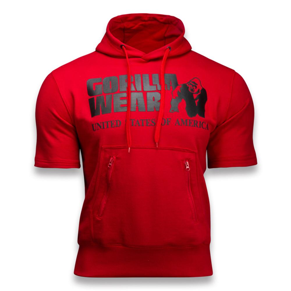 Bodybuilding halter vest hooded men's clothing fitness men's sleeveless vest cotton vest vest muscles: red / M