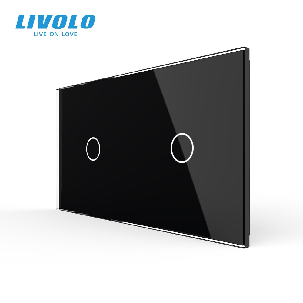 Livolo luksus hvitt perlekrystallglass , 151mm*80mm,  eu standard, dobbelt glasspanel, vl -c7-c1/c1-11 (4 farger): Svart