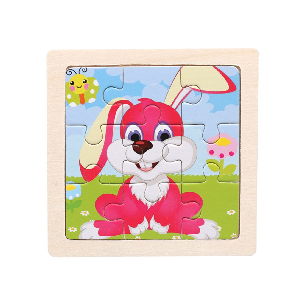 Wooden Puzzles For Kids Educational Houten Puzzels Kinderen 11cm*11cm Wood Puzzle Developmental Baby Kids Training Toy L102: E