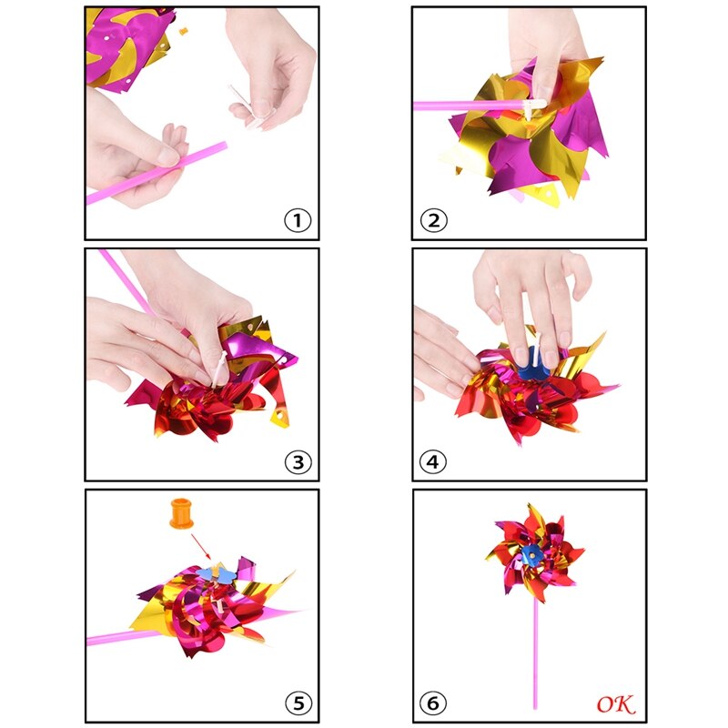10Pcs Plastic Windmill Pinwheel - Garden Lawn Party Decor - Kids Toy Spinner
