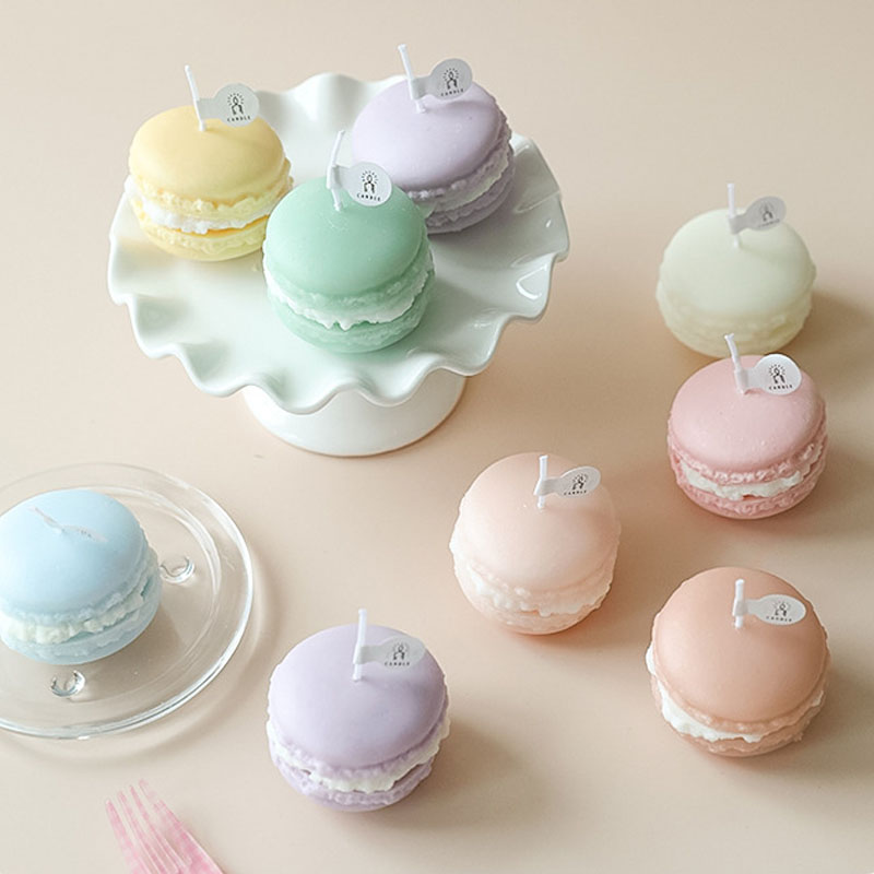 Velas perfumadas de cera hechas a mano para decoración de dormitorio, macarrones, accesorios para fiestas, de cumpleaños