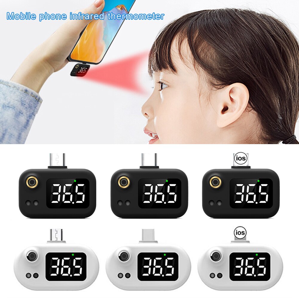 Mobiele Telefoon Usb Smart Thermometer Non-contact Infrarood Thermometer Draagbare Elektronische Thermometer Lcd Display