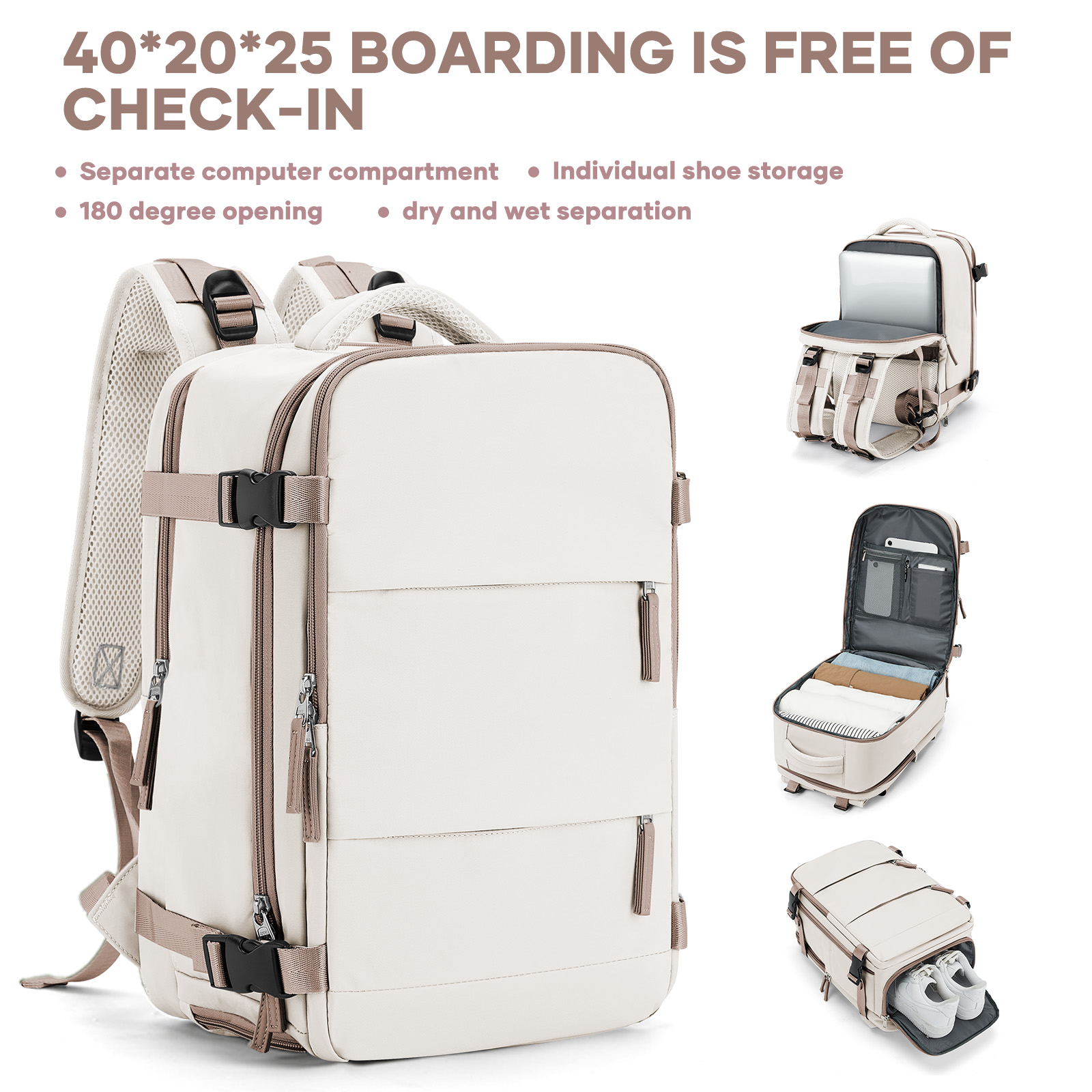 College Laptoptas Reisrugzak Grote capaciteit Easyjet 45x36x20 Rugzak Ryanair 40x20x25 Cabin Rugzak, Handbagage Tas: 15 Inches / green