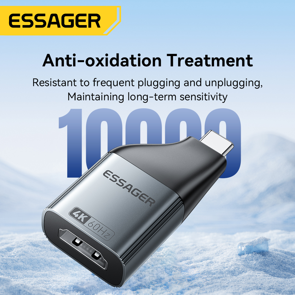 Essager USB-C to HDMI DP VGA Mini DisplayPort Adapter 8K 60Hz/4K 120Hz High-Definition Video Converter for MacBook PC Laptop