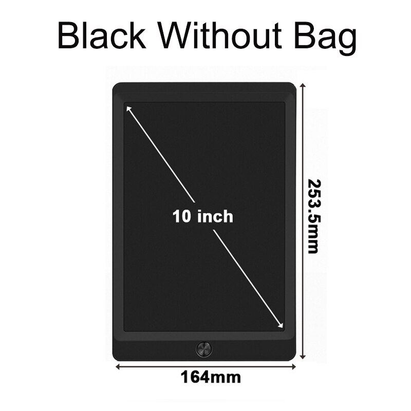 Tekening Pad Lcd Schrijfbord Tablet 10 Inch Art Digitale Elektronica Grafische Draagbare Met Schakelaar Stylus Pen Voor Kids: Black without Bag