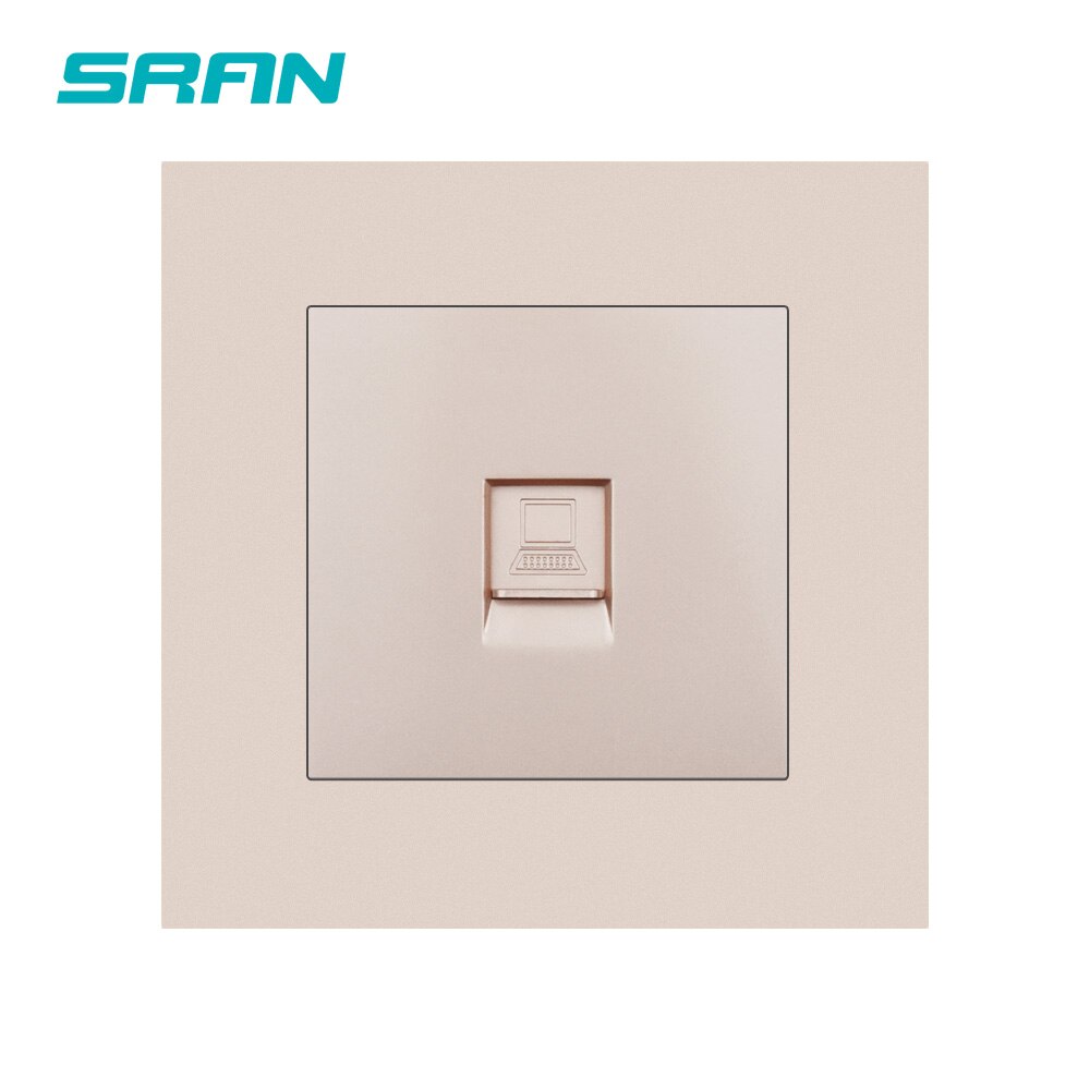 SRAN wall rj45 socket,5 category computer network interface flame retardant PC panel 86mm*86mm white internet outlet
