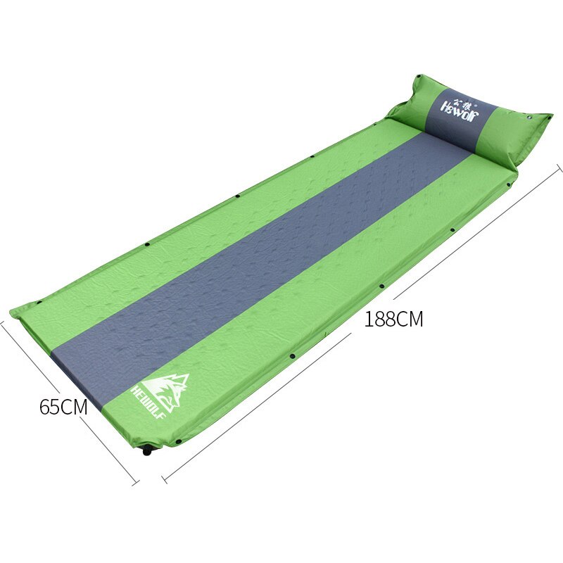 Hewolf Self-inflating Camping Mat Sleeping Pads with Pillow Memory Sponge Splicable Picnic Beach Mattress Portable Tent Bed Mat: Green