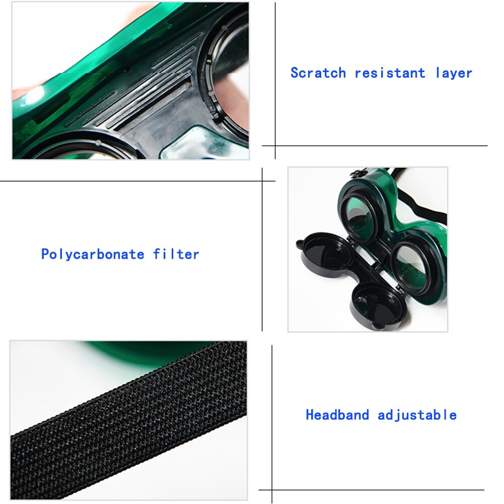 Durable Accessories Soldering Welding Glasses Flip-Up Soft Frame Eyes Protection Two Layers Safety Lenses Brazing Cutting