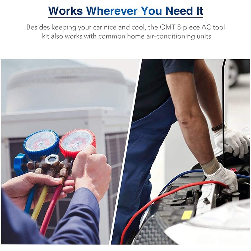 AC Adapter Tool Kit, AC Gauge Hose Conversion Adapters Including R134A Can Tap, R134A Quick Couplers, R410 Adapters