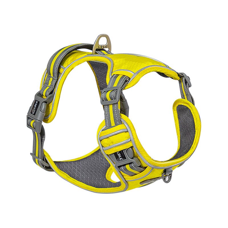 Heave Duty Dog Harness For Small Medium and Large Dog Reflective Retractable No Pull For Shock Absorption Dog Accessories: Yellow / L