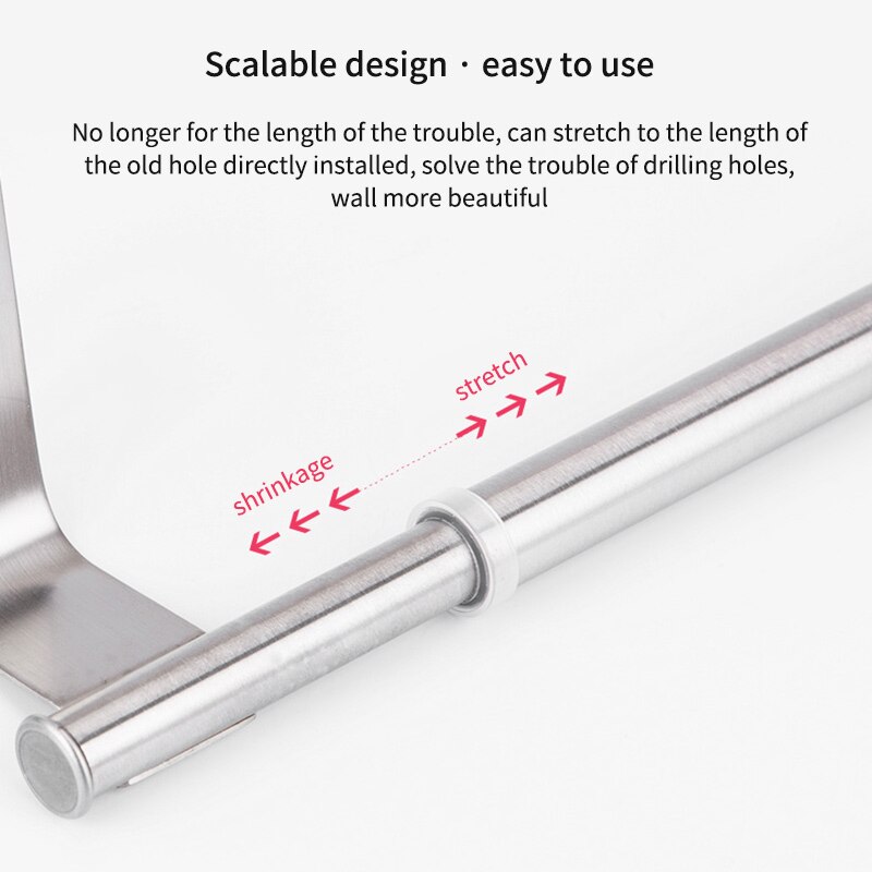 Towel Rack Hanging Holder Stainless Steel Towel Bar Telescopic Bathroom Towel Holder Adjustable Length