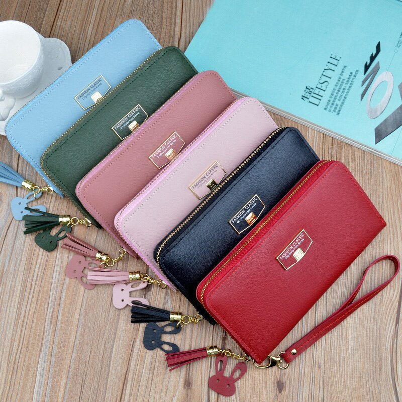 Women Wallet Long Leather Zip Wallet women’ sClutch Bag Simple European and American Large Capacity Mobile Phone Bag