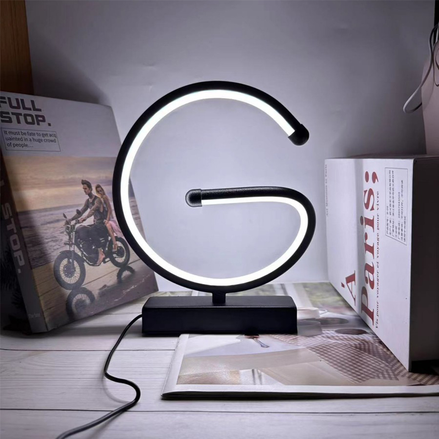 Spiral led natlampe dæmpbar 3 farver bordlampe til stue kontor skrivebord soveværelse sengelampe usb-stik: Grå
