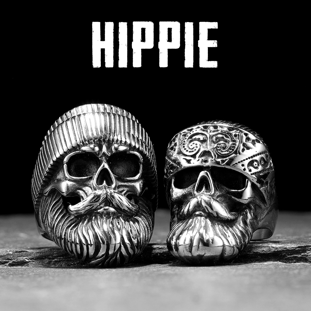 Anillos Hippie Skull Rider para hombre, joyería de acero inoxidable para mujer, Punk Retro, en Rock, accesorios de , , , Dropshiping