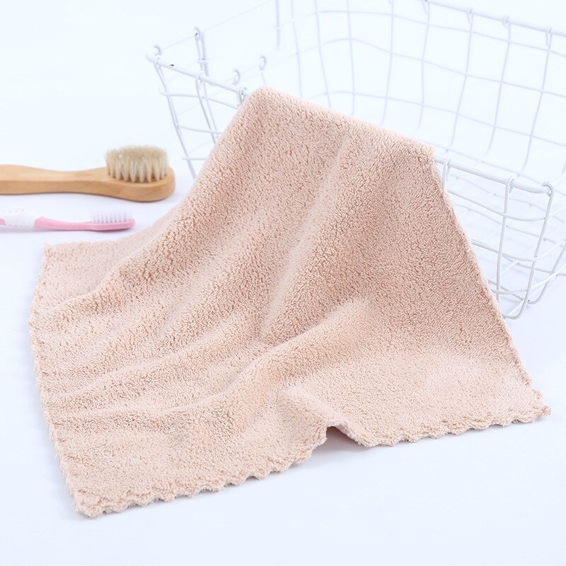 1PC Coral Fleece Square Scarf Thicken Soft And Absorbent Hand Towel Kitchen Car Wipe Towel Small Rag: Brown