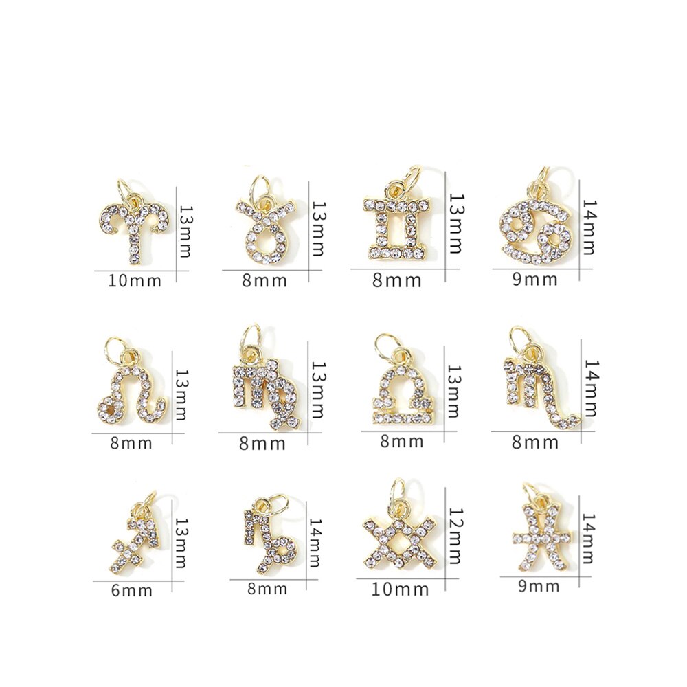 12 Personal Zodiac Nail Piercing Charm Star Sign Trendy Dangle Pendants Constellation Hoop Unique Heart Nail Pendants Charm 10pc