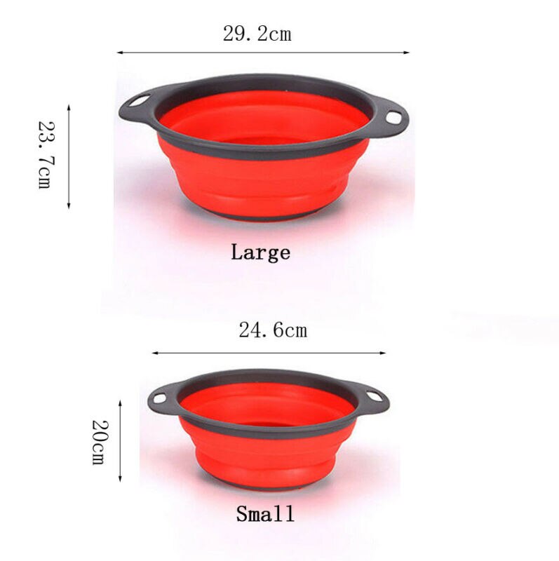 3 kleuren Zeef Inklapbare Afdruiprek Met Handvat Keuken Tool Opvouwbare Siliconen Vergiet Fruit Groente Wasmand Zeef