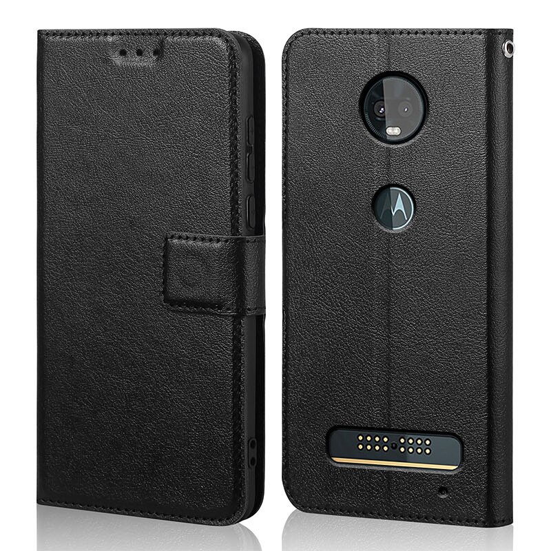 Voor Motorola Moto Z3 Play Case Wallet Leather Phone Case Voor Motorola Moto Z3 Play Case Flip Cover Terug Zak: Black