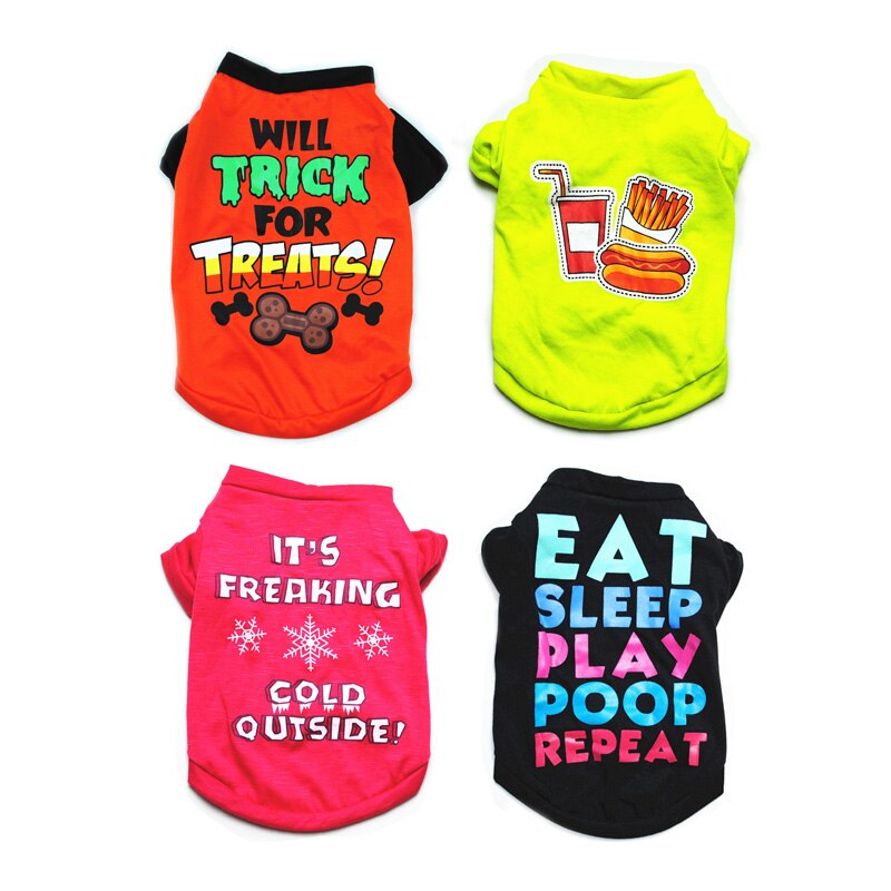 Kleding voor huisdieren, bedrukte puppy, hondenkostuum, cartoonkleding voor huisdieren, kleine honden, kerstkleding voor huisdieren, katten, honden, chihuahua's