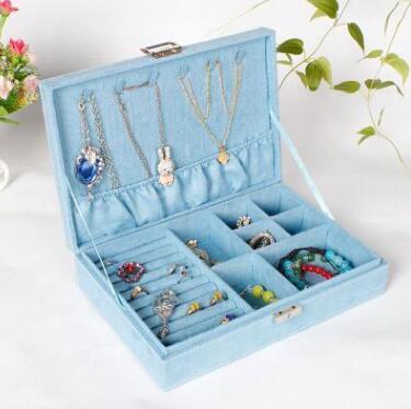 guanya brand jewelry Accessories box plate stud earring earrings storage case ring wedding birthday: light blue 669