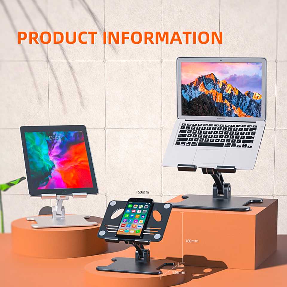 Aluminium desktop tablet stativ dobbelt akse højde/vinkel justerbar smartphone holder tablets tegne stativ til iphone ipad