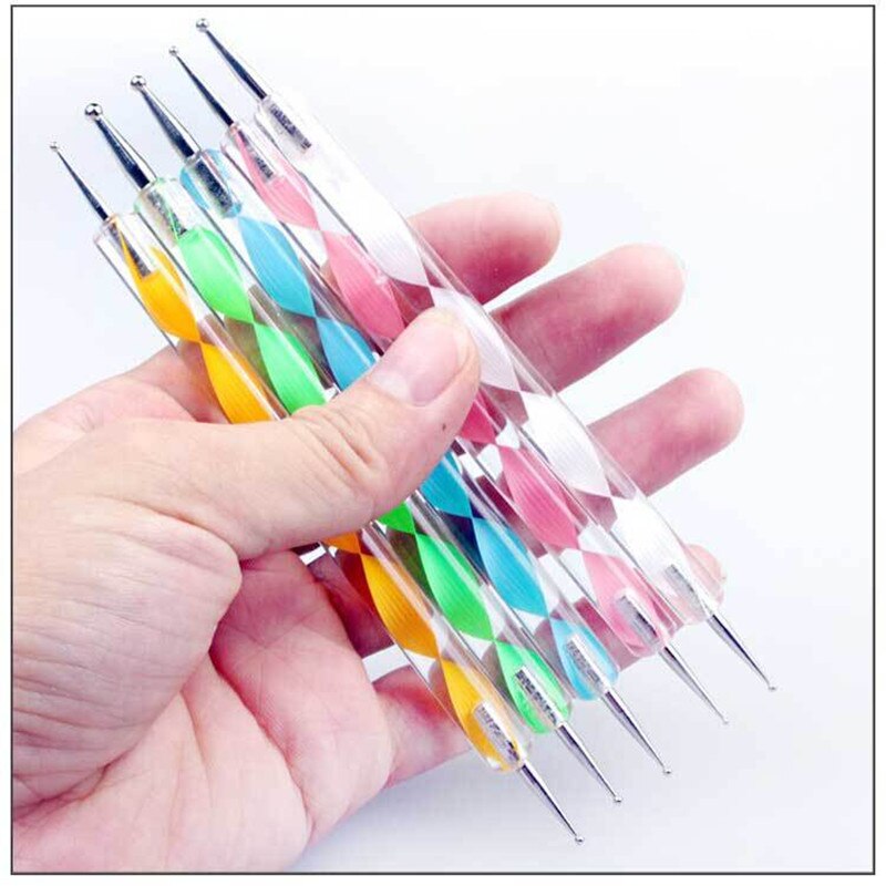 Juego de Herramientas de manicura para hacer puntos, accesorios para manicura, con 2 extremos, para estampado, pintura, 5 uds.