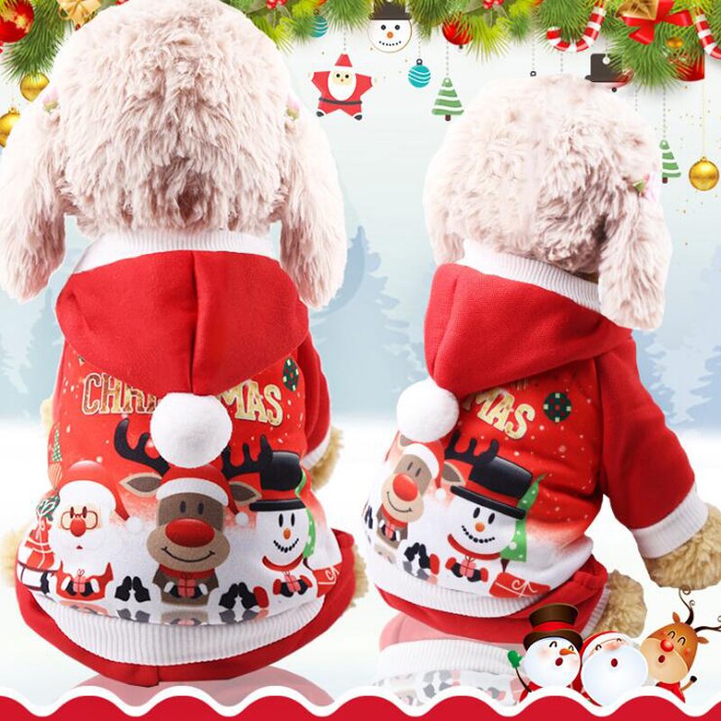 Kerst Pet Dog Jumpsuit Kleding Winter Puppy Kat Hoodie Jas Kostuums Xmas Rendier Sweater Overalls Voor Kleine Honden Katten