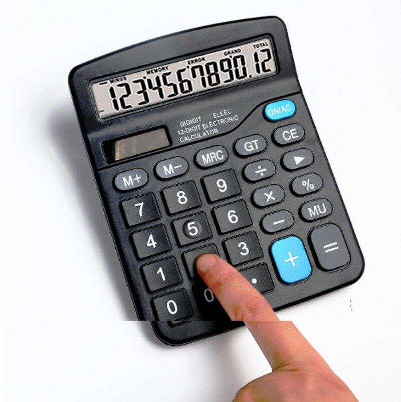 12 Digit Large Screen Calculator Solar Calculator Financial Accounting Clear Inventory Office Home Stationery Dual Power Supply