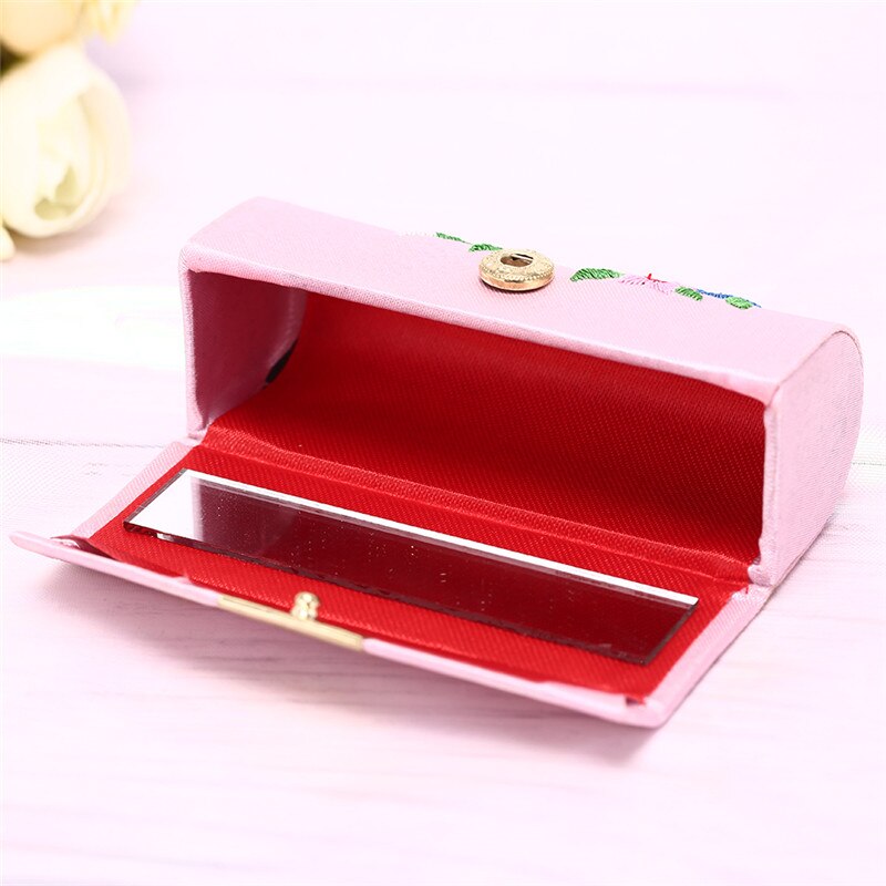 Holder Flower Lipstick Case Retro Embroidered With Mirror Jewelry Packaging Box