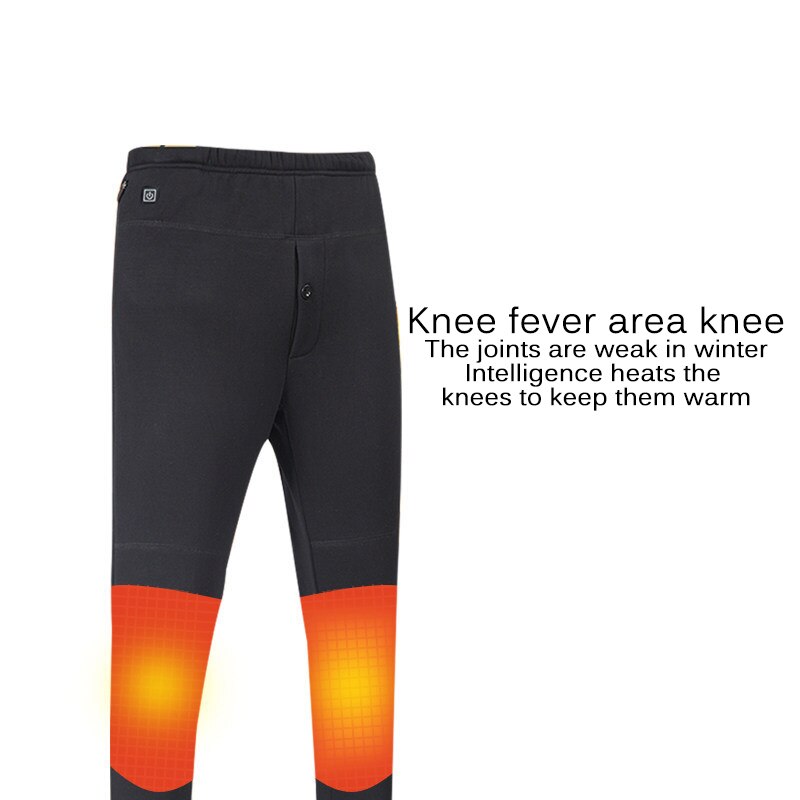 Hommes USB électrique chauffage pantalon hiver épais USB Intelligent chauffé pantalon velours genou pantalon pantalon pour le Sport de plein air