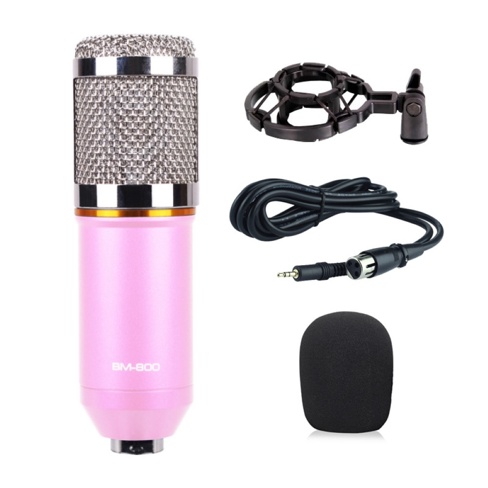 BM800 Microphone Condenser Studio Broadcasting Singing Microphone Podcast Recording Microphone microfono микрофон караоке: Pink