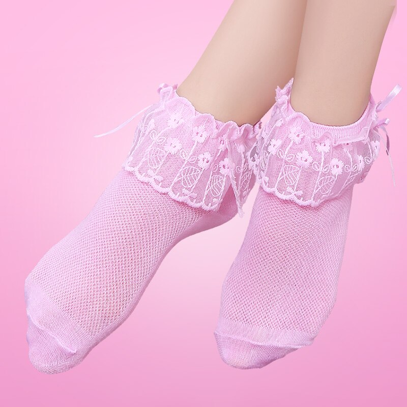Calcetines tobilleros con volantes y encaje para niñas, blancos y princesas, estilo coreano, 5 pares
