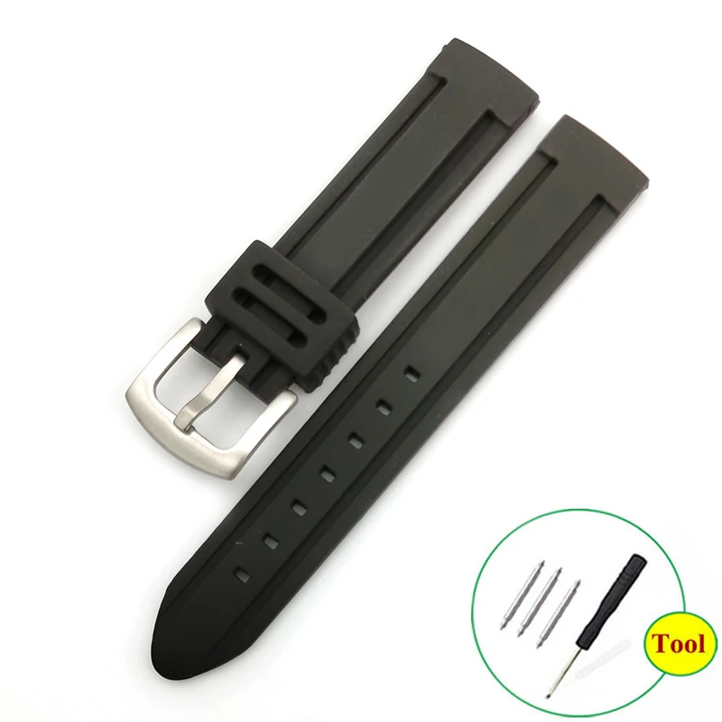 Correa de reloj de goma de 30mm, 28mm, 26mm y 24mm, correa de reloj deportiva de 18mm, 20mm y 22mm para hombre, pulsera de silicona resistente al agua para buceo suave: 18 mm