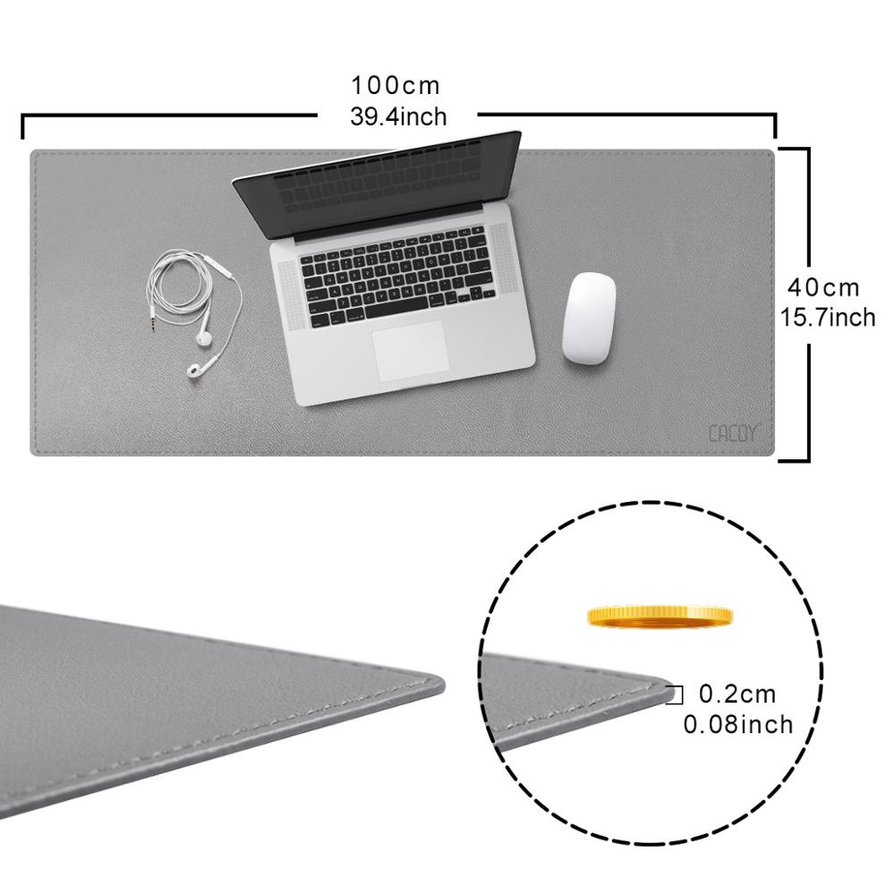 Desk Pad Protecter 100*40cm, CACOY Artificial Leather Desk Mat Desk Mat Blotters for Desktops and Laptops- Grey