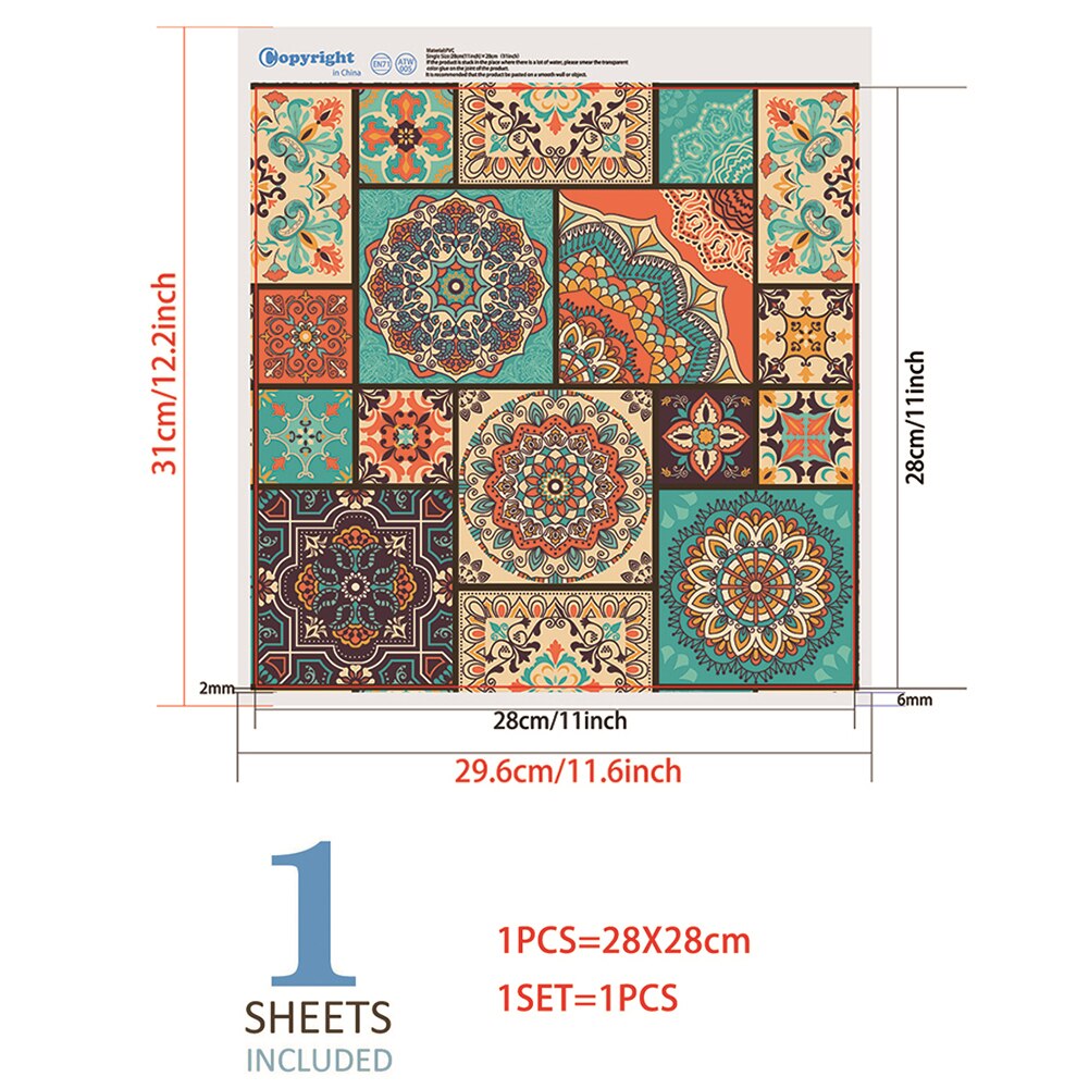 Wood Pattern Wall Tile Stickers Waterproof Retro Pattern Tile Floor Stair Sticker Bathroom Kitchen Decoration: H