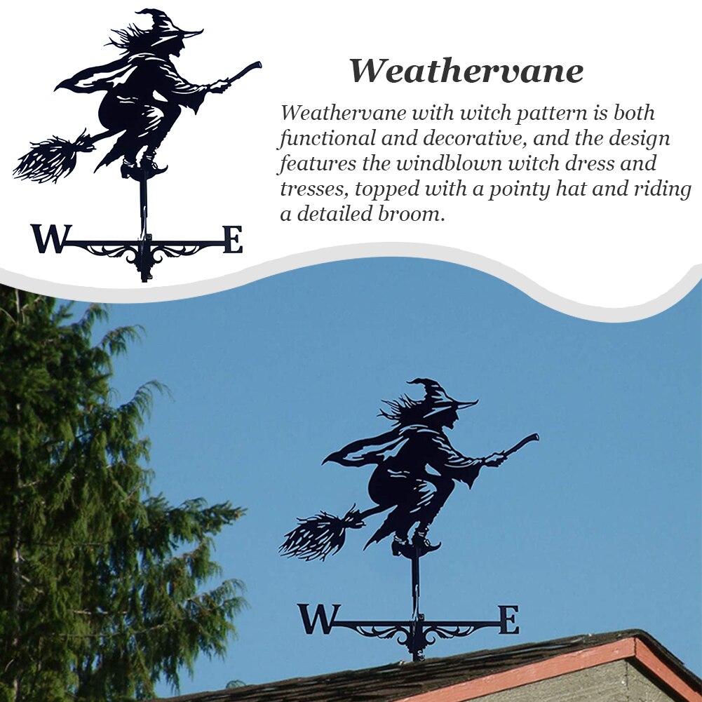 Windwijzer Tuin Stake Wind Richting Indicator Meten Met Heks Patroon Ornament Decoratie Voor Rooftop Outdoor Yard