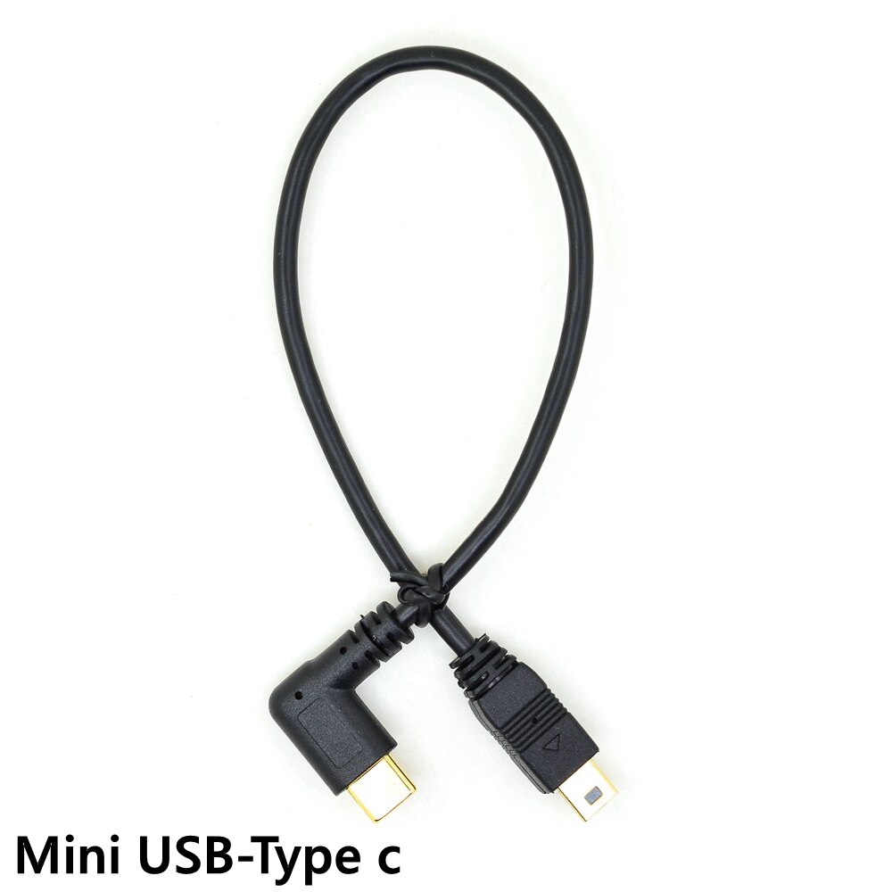 Micro Mini Usb Kabel 5Pin Male Naar Male Usb 3.1 Type C Elleboog Naar Mini Micro Usb 2.0 Otg Data adapter Converter Opladen Kabel 25Cm