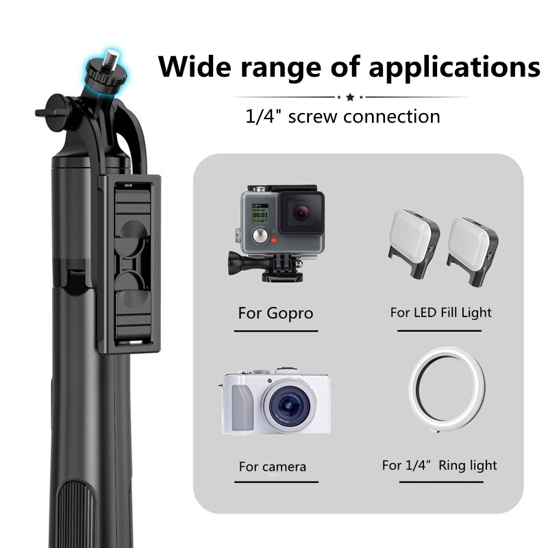 Aluminum alloy Bluetooth-compatible Selfie Stick Tripod Foldable Monopod With Two Led Fill Light For Action Cameras Smartphones
