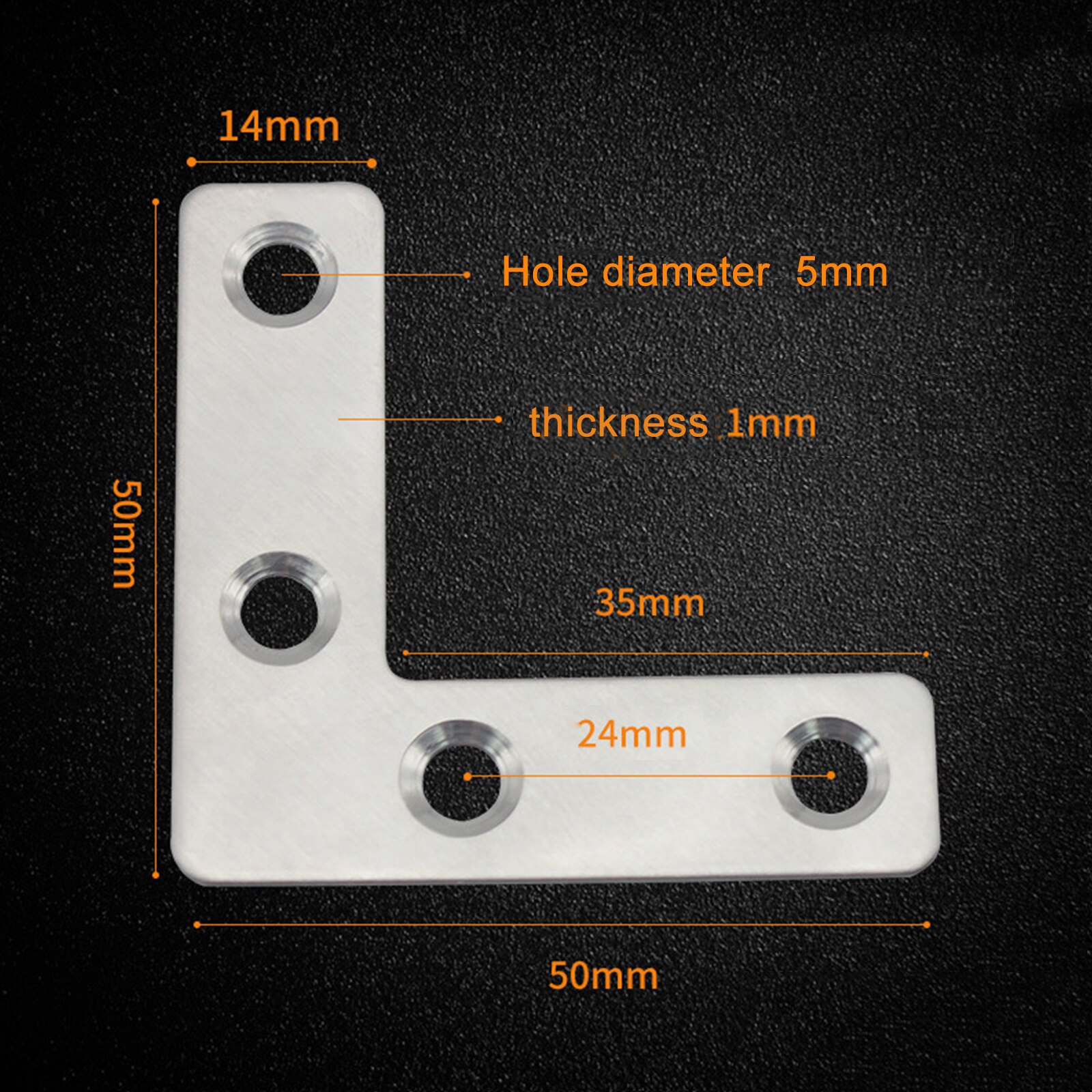 5Pcs Stainless Steel L-shaped Flat Bracket 40/50/60/80mm L Shape Board Support Corner Bracket Furniture Fittings Connectors: 50mm 5pcs