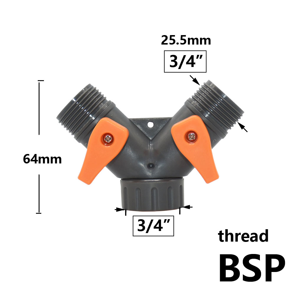 Divisor de agua de manguera de jardín de 2 vías, Conector de manguera tipo Y, acoplamiento rápido, sistema de riego por goteo, válvula controladora de agua, 1/2, 3/4 pulgadas: Rojo