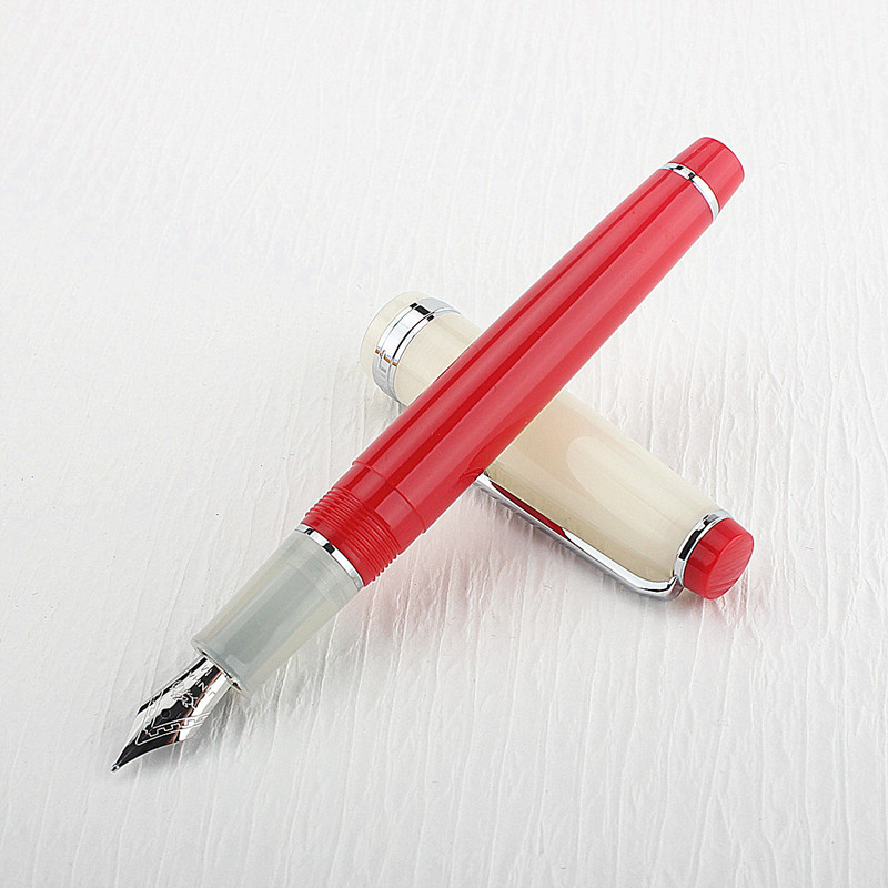 Jinhao 82 pluma estilográfica transparente Clip dorado pluma giratoria Popular EF F M NIB negocios Oficina escuela suministros escritura