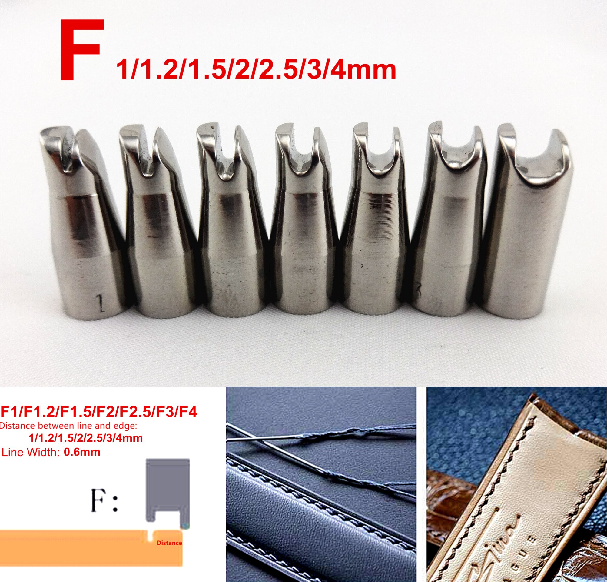 8 soorten lederbewerking perslijn elektrische vouwrandmachine soldeerbout vervangpunt gereedschap f-type puntkop 1/1.2/1.5/2/2.5/3/4mm