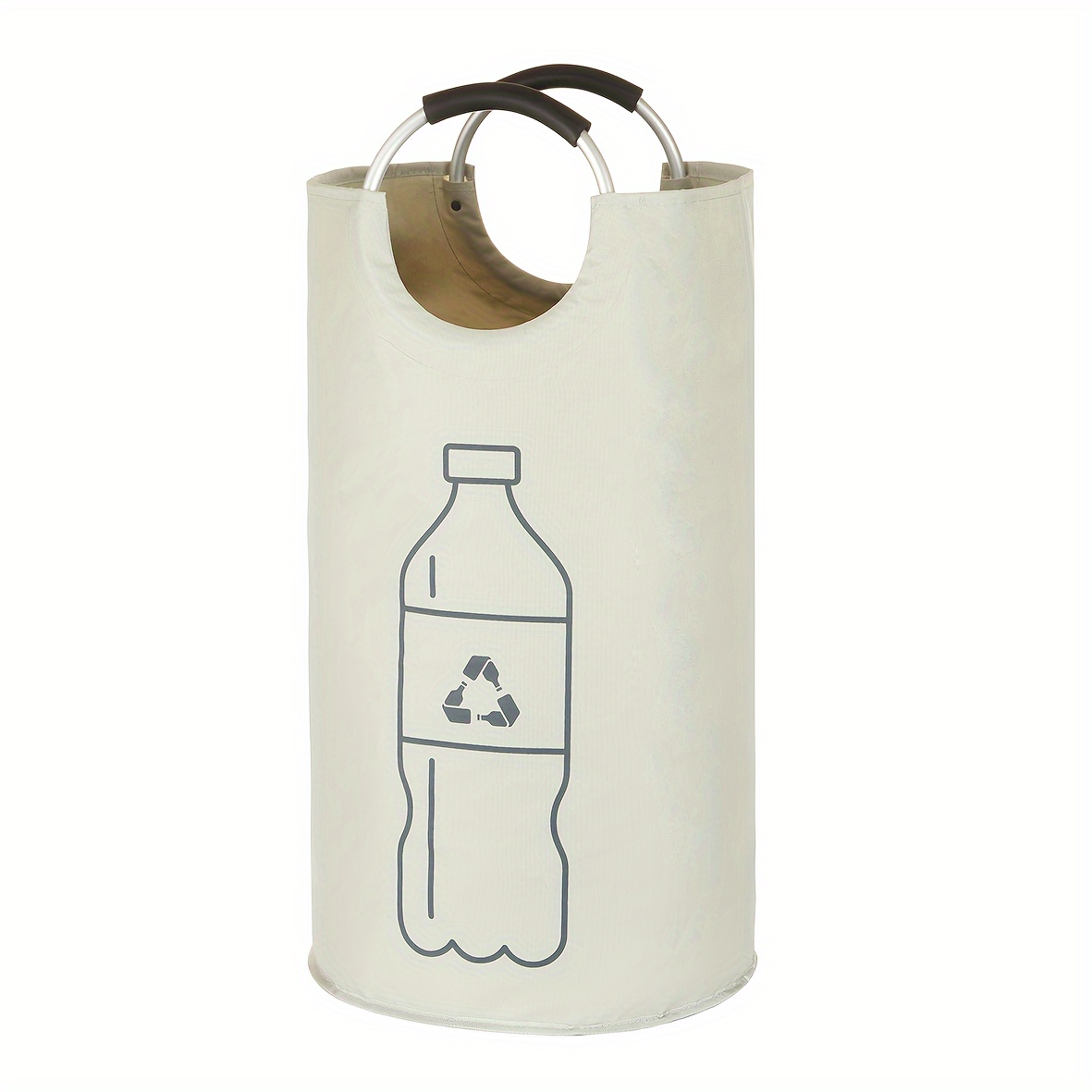 Poubelle de recyclage pliable pour bouteilles, poignée en aluminium, panier pour vêtements sales, collecteur en polyester de 82 L, usage domestique, aucune électricité nécessaire: Gris clair