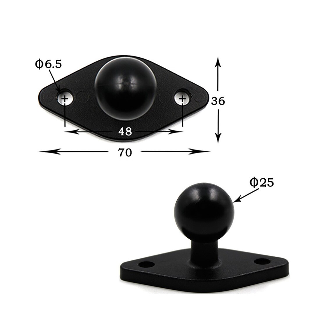 Moto rond carré Base de montage en aluminium caoutchouc 1 pouce trépied rotule pour Gopro pour Ram supports pour Garmin DSLR caméra