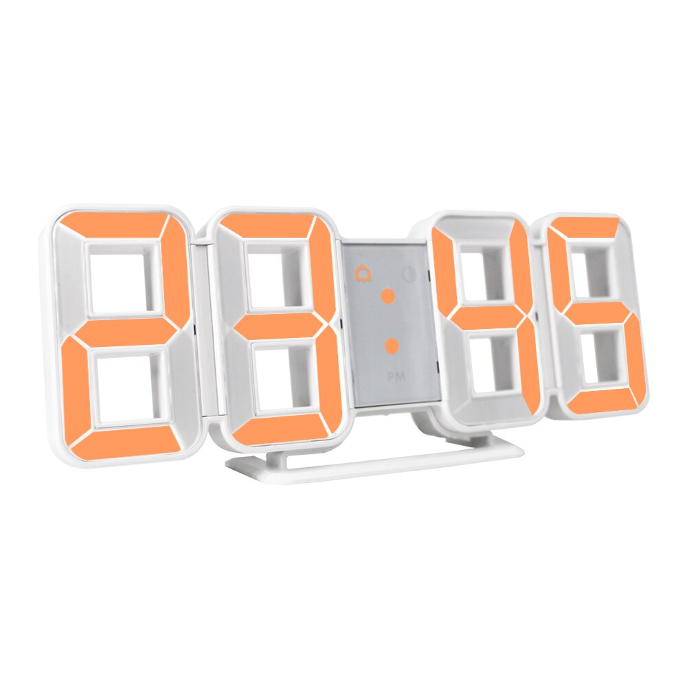 Digitale wandklok 3d led grote tijd kalender temperatuur bureau tafel moderne digitale tafelklok achtergrondverlichting thuis klokken: Oranje